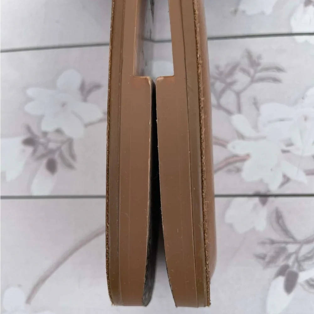 Zara Tan Slide Sandals with Pearl Accents - Picture 6 of 8